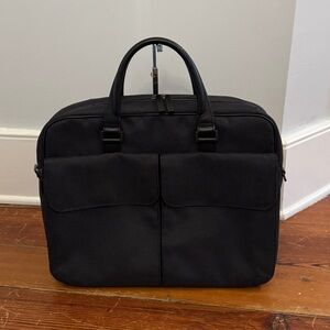 Dunhill Black Leather Dark Gray Canvas Business Bag Briefcase Men Tech Sleeve